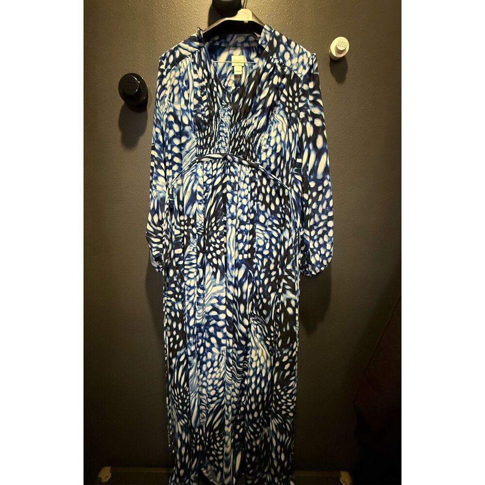 Chico’s Mosaic Peasant Maxi Dress |Blue Abstract … - image 3